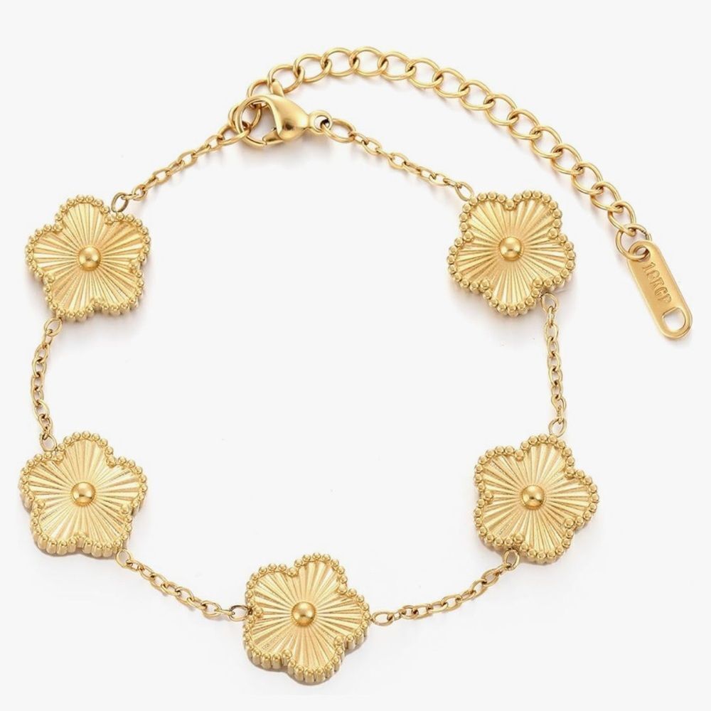 Four Leaf Clover Bracelet for Women 18K Gold Plated